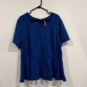 Penningtons Cobalt Blue Short Sleeve Peplum Top